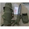 Image 1 : Knife/Bayonet with sheath + military thermos holder with thermos + mini pouch