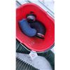 Image 4 : Lot of Metal Tubes and Hoses with a Red Bucket