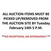 Image 1 : PICK UP INFORMATION - Sunday until 5 P.M., Monday 9 AM- 5 PM, Tuesday 9 AM - 5 PM
