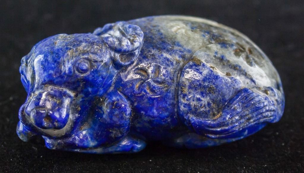 Cow Toggle Chinese Lapis Lazuli Carved Cow Toggle