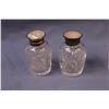 Image 3 : (2) sets of Crystal Salt and Pepper Shakers w/ Mother of Pearl and Silver Lids