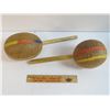 Image 2 : (2) Older Maracas - GWG 6" Wooden Ruler - Plastic Jewelry Box
