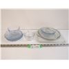 Image 1 : (2) Fire King Dishes - Blue Glass Bowls W/Cups - Sm Glass Tray