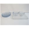 Image 2 : (2) Fire King Dishes - Blue Glass Bowls W/Cups - Sm Glass Tray