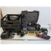 Image 1 : (2) Drills (untested) - Chargers - Flashlight - Crate