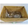 Image 1 : Wooden B.C.Fruit Crate - Anchor Glass Cake Pan - Lg Mixing Bowl - Misc Glass Ware