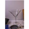 Image 2 : Novelty Martini Glass, (2) Taco Salad Bowl Moulds, Wood Framed Mirror +Misc