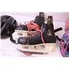 Image 2 : Pair of Bauer Hockey Skates (size 9 ish) (2) Helmets, + Homedics Massaging Roll