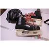 Image 3 : Pair of Bauer Hockey Skates (size 9 ish) (2) Helmets, + Homedics Massaging Roll