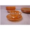 Image 2 : Set of Fire King -Peach Lustre Dishes (4-Dinner Plates 4-Bread Plates 4-Dessert Plates 4-Dessert Bow
