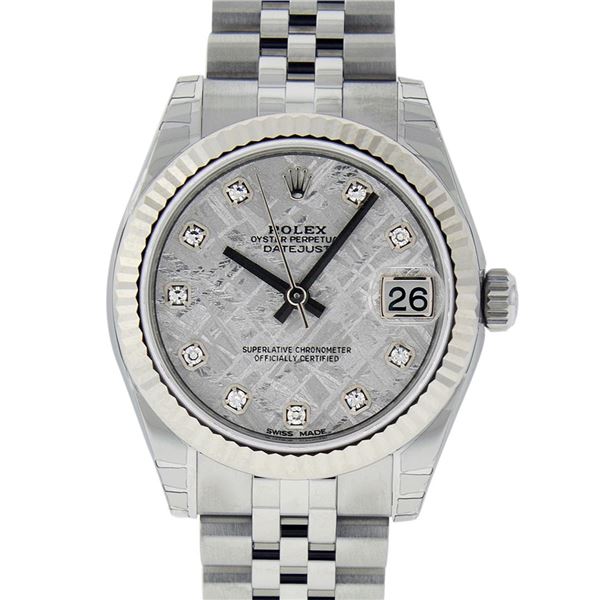 Rolex Womens Midsize 31mm Meteorite Diamond Datejust Wristwatch