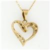 Image 5 : 10k Yellow Gold 0.26 ctw Channel Set Round Diamond Open Heart Pendant Necklace