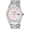 Image 1 : Rolex Mens Stainless Steel Pink Diamond Datejust Wristwatch