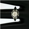 Image 8 : Antique Art Deco 20k White Gold Diamond and Sapphire Engagement Ring