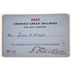 Image 1 : Crooked Creek Railroad & Coal Company Annual Pass [160244]