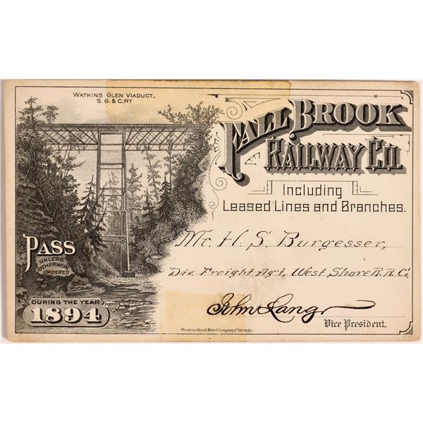 Fall Brook Railway Company Annual Pass [155803]