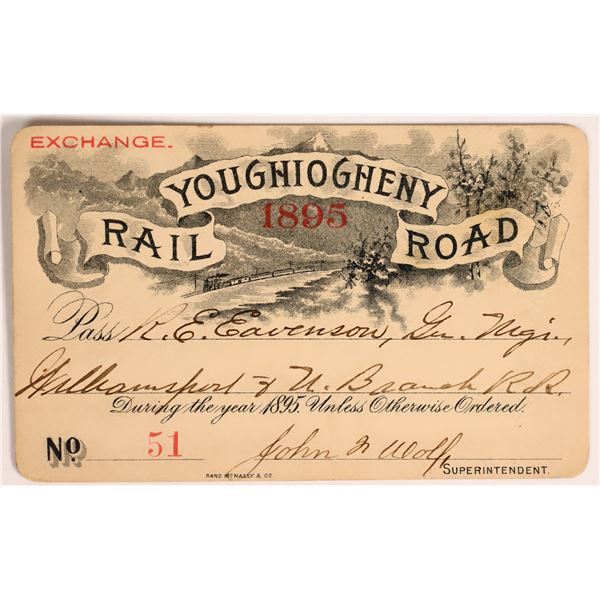 Youghiogheny Railroad Annual Pass w/ Map on Reverse [155808]