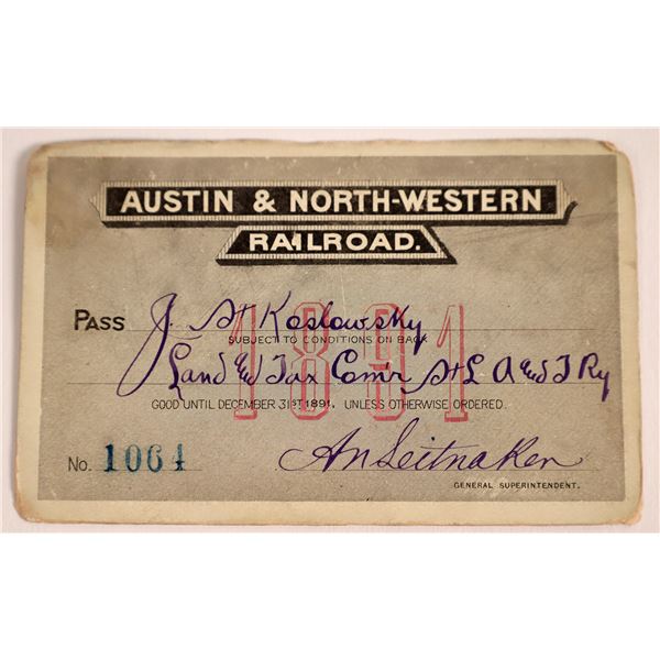 Austin & North-Western Railroad Annual Pass [160233]