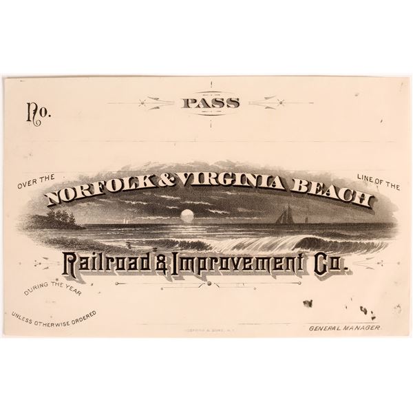 Norfolk & Virginia Beach Railroad & Improvement Co. Proof Pass [155800]