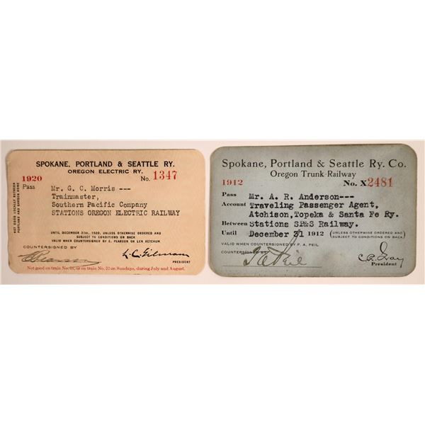 Spokane, Portland & Seattle Railway Co. Annual Pass Pair [160212]