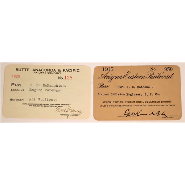 Two Different Western Railroad Annual Passes [160228]