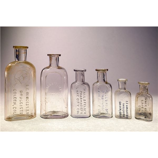 Lake City and (pictorial) Golden, CO Medicine Bottles (6) [159314]