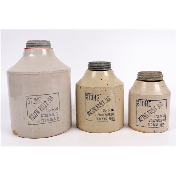 Rare Mason Fruit Stoneware Canning Jars, 3 [159898]