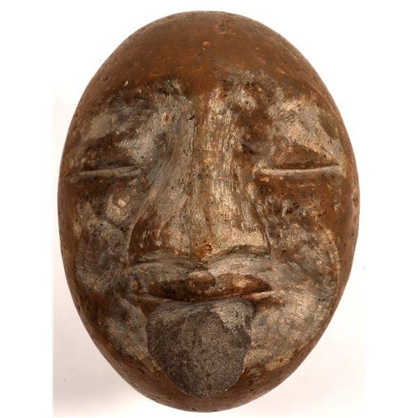 African Stone Head Sculpture [160595]