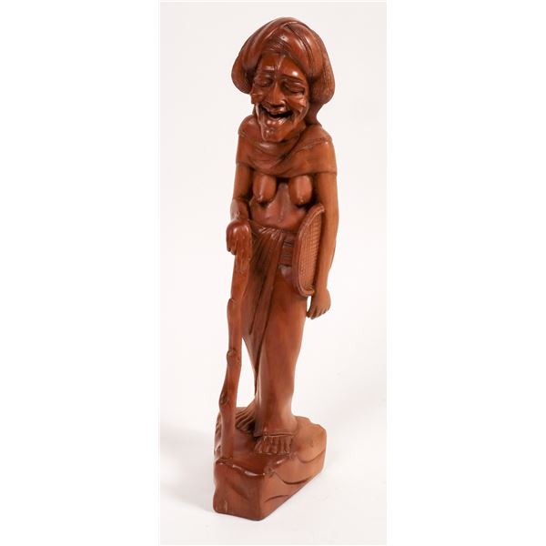 Carved Wood Bali Woman with a Cane by Suarsa [161308]