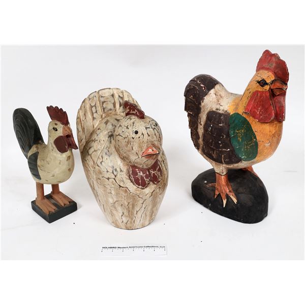 Carved Wood Chickens, 3 [158854]