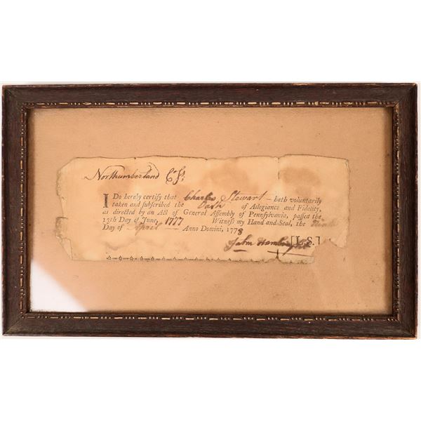 John Hambright Oath of Allegiance, 1777 [158207]