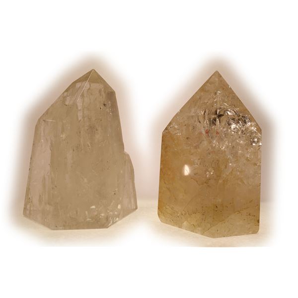 Pair of Polished Quartz Crystals, Bookend Gem Quality [159904]