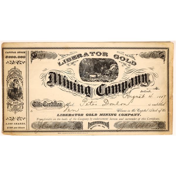 Liberator Gold Mining Stock Certificate [160613]