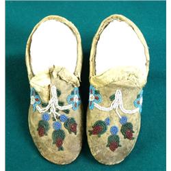 Pair of 19th C. finely beaded baby moccasins