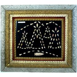 Framed arrowhead collection of approx 105 various