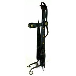 Fred Mueller brass spotted leather headstall