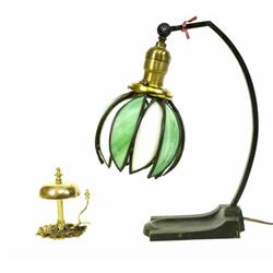 Collection of 2 includes antique brass hotel bell
