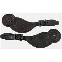 Pair of FA Meanea brown leather spur straps