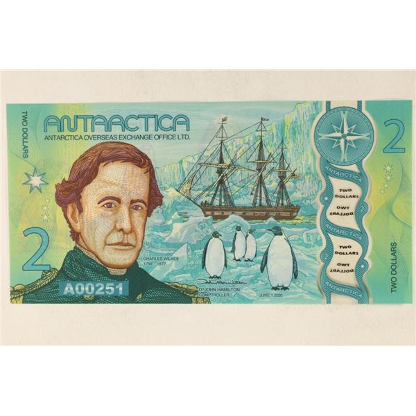2014 Antarctica $2 Polymer Fantasy Note - Uncirculated, Redesigned