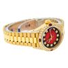 Image 4 : Rolex Ladies 18K Yellow Gold Diamond Lugs Red Vignette And Ruby President Wristw