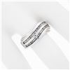 Image 3 : 14k White Gold 0.75 ctw Dual Row Channel Set Baguette Diamond Wavy Wave Band Rin