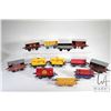 Image 1 : Selection of early vintage Hornby O gauge train cars including tankers, box cars, flat cars, pipe ca