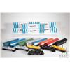 Image 1 : Eight boxed 70 ft. Warren flatcars, eight box cars and six tankers, all HO scale