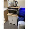 Image 1 : Microwave oven, kettle, toaster stand Note: Items located at Associated Communications, 8872 60 Ave