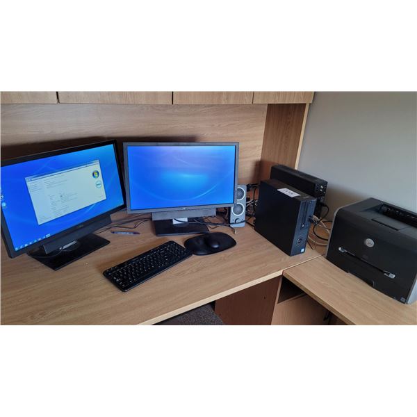 windows 7 dell pc 64 bit os, 8 gigabite ram, intel core I5-6600 CPU 3.30 GHZ, 450 hdd, two monitors,