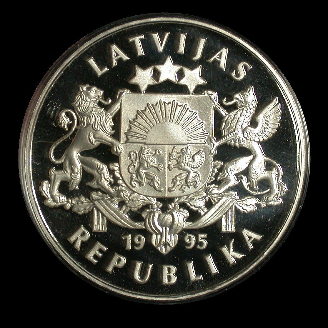 Latvia 1 Lats 1995 Silver Proof, United Nations 50th