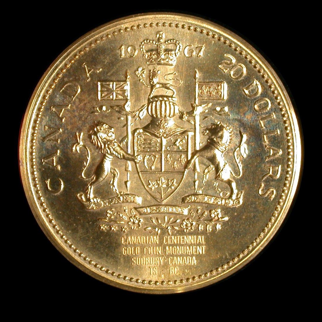 Canada 1967 Centennial Gold Coin Monument Medal Sudbury canada-1967-centennial-gold-coin-monument-medal-sudbury