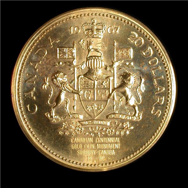 Canada 1967 Centennial Gold Coin Monument Medal Sudbury canada-1967-centennial-gold-coin-monument-medal-sudbury