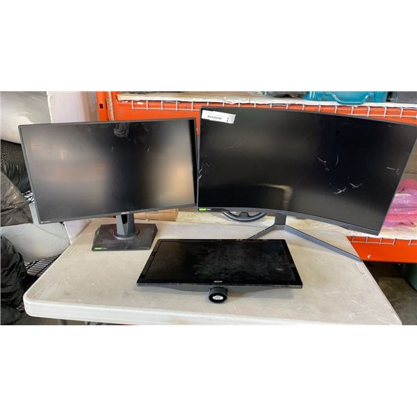 3 DEFECTIVE STORE RETURN GAMING MONITORS