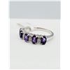 Image 2 : NEW STERLING SILVER 5.1MM X 3MM NATURAL AMETHYST & CZ RING, 5 AMETHYST (0.85CTS), W/A $505.00, SIZE 